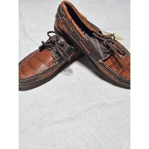 Vaccari Loafers moccasins Boat Shoes 100% Cow Goat Leather Brown Sze 11